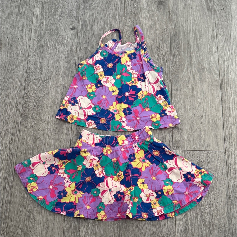 Gap Cott Floral Purple Two-Piece Set sz 3 like new